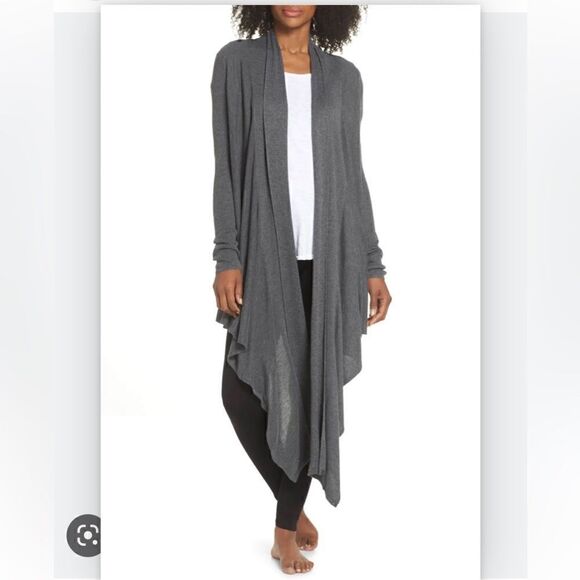 Caslon Off Duty Gray Long Convertible Cardigan - Picture 1 of 15